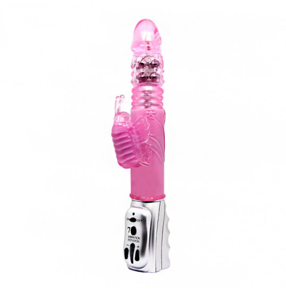 BAILE - ALICE Butterfly Retractable Swing Rotating Beads Vibrator (Battery - Pink)